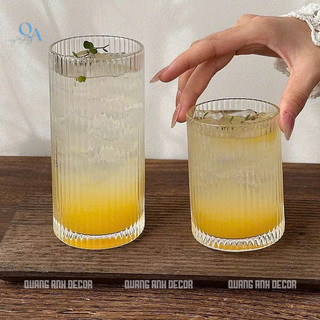 SET 6 Ly Thủy Tinh Chịu Nhiệt VÂN SỌC DỌC DÁNG ĐỨNG | Cốc Uống Chuyên Dụng Cho Nhà Hàng, Quán Cà Phê