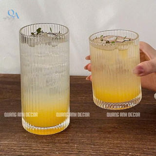 SET 6 Ly Thủy Tinh Chịu Nhiệt VÂN SỌC DỌC DÁNG ĐỨNG | Cốc Uống Chuyên Dụng Cho Nhà Hàng, Quán Cà Phê