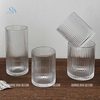SET 6 Ly Thủy Tinh Chịu Nhiệt VÂN SỌC DỌC DÁNG ĐỨNG | Cốc Uống Chuyên Dụng Cho Nhà Hàng, Quán Cà Phê