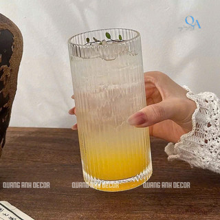 SET 6 Ly Thủy Tinh Chịu Nhiệt VÂN SỌC DỌC DÁNG ĐỨNG | Cốc Uống Chuyên Dụng Cho Nhà Hàng, Quán Cà Phê