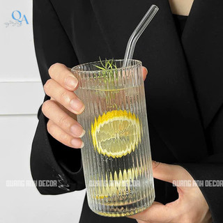 SET 6 Ly Thủy Tinh Chịu Nhiệt VÂN SỌC DỌC DÁNG ĐỨNG | Cốc Uống Chuyên Dụng Cho Nhà Hàng, Quán Cà Phê