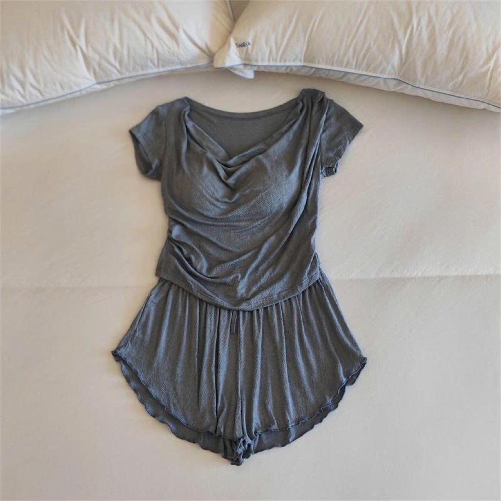 Bộ đồ ngủ nữ kiểu Hàn Quốc siêu mềm mại làm từ chất liệu cotton modal thích hợp mặc ở nhà, bộ đồ ngủ mùa hè.