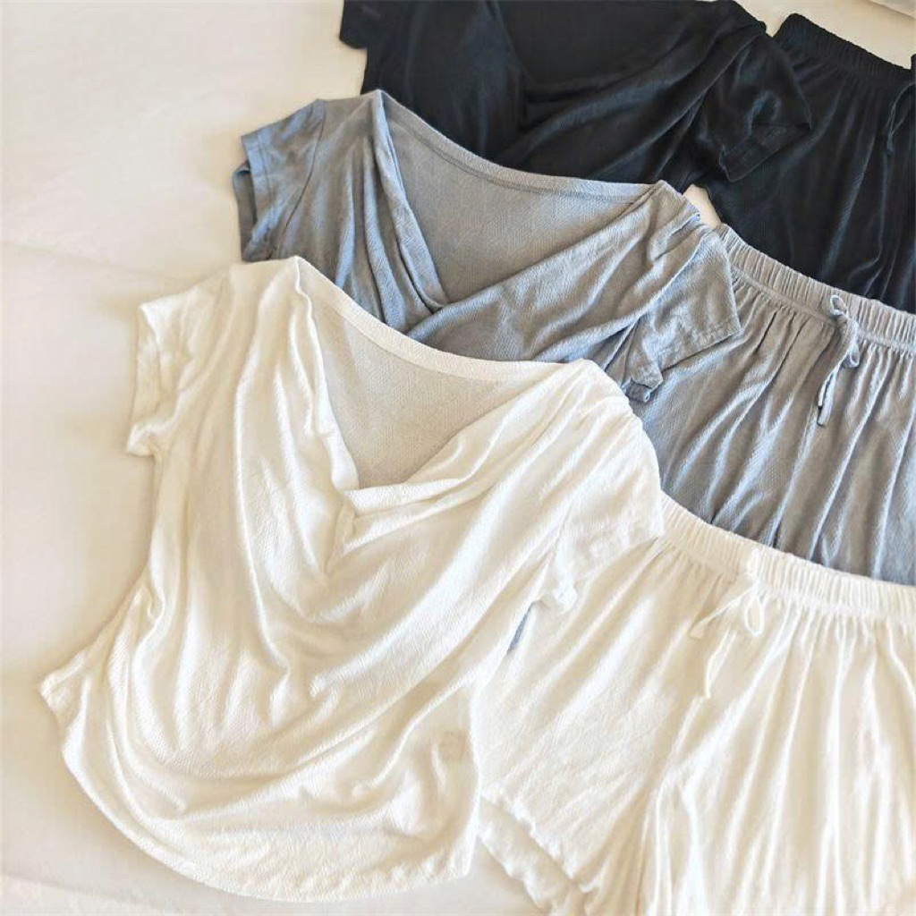 Bộ đồ ngủ nữ kiểu Hàn Quốc siêu mềm mại làm từ chất liệu cotton modal thích hợp mặc ở nhà, bộ đồ ngủ mùa hè.