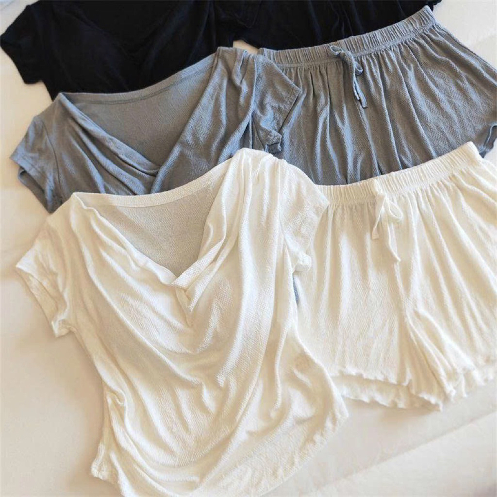 Bộ đồ ngủ nữ kiểu Hàn Quốc siêu mềm mại làm từ chất liệu cotton modal thích hợp mặc ở nhà, bộ đồ ngủ mùa hè.
