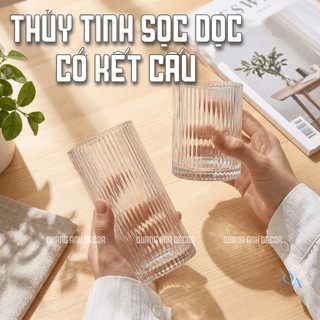 SET 6 Ly Thủy Tinh Chịu Nhiệt VÂN SỌC DỌC DÁNG ĐỨNG | Cốc Uống Chuyên Dụng Cho Nhà Hàng, Quán Cà Phê