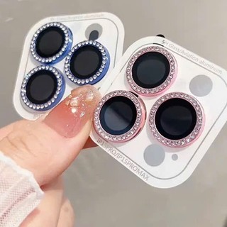 Mắt kính cường lực bảo vệ camera iPhone đính đá nhũ kim tuyến sang trọng cho iP 17/16/15/14/13/12/11/promax/plus