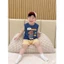 Bộ quần áo cộc tay mùa hè hình thú ngộ nghĩnh, cotton mềm mát, phong cách Hàn Quốc 8-21kg