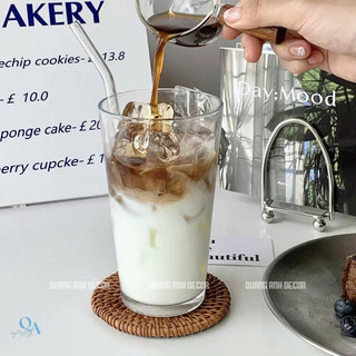 SET 6 Ly Thủy Tinh Loại Đẹp TRỤ TRƠN MIỆNG LOE Pha Trà Chanh 470ML | Phong Cách Tối Giản, DECOR