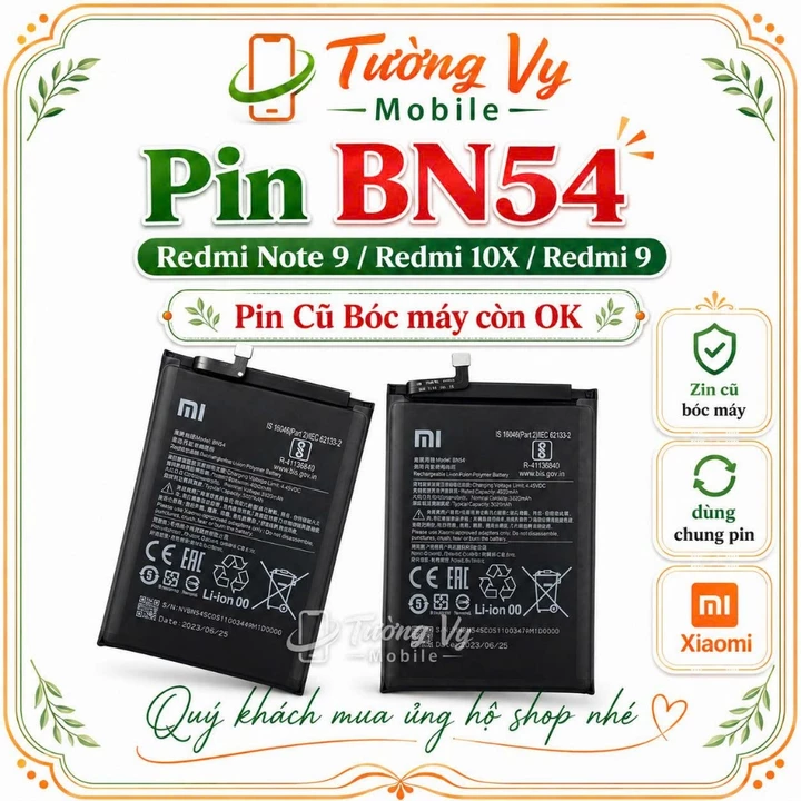 Pin BN54,Redmi Note 9,Redmi 10X,Redmi 9,Zin cũ Bóc máy