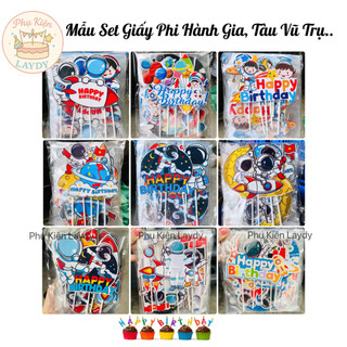 Bịch 10 Set giấy spidermen, siêu nhân người nhện, đoremon, phi hành gia- Phụ kiện trang trí bánh kem, bánh sinh nhật