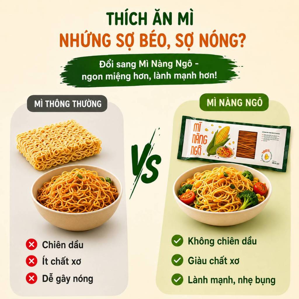 Combo 3 gói Mì Nàng Ngô Hữu Cơ 200g – Mì Ngô Healthy Giàu Chất Xơ, Phù Hợp Ăn Kiêng Eat Clean
