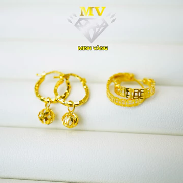 Bông Tai Châu Lưới & Khoen Kim Tiền | V610 • Minh Vàng