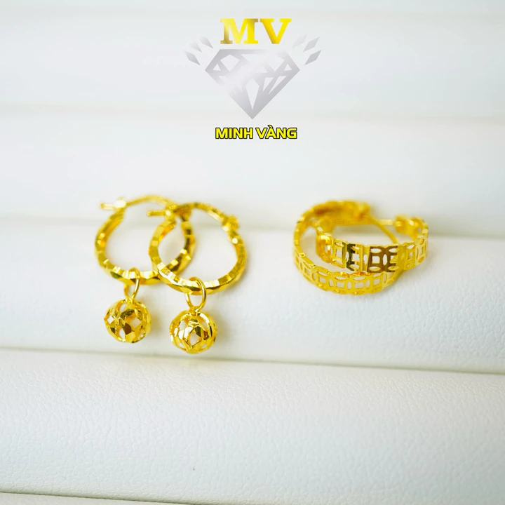 Bông Tai Châu Lưới & Khoen Kim Tiền | V610 • Minh Vàng