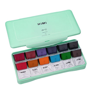Màu Gouache Thạch HIMI Cao Cấp Vẽ Tranh Mỹ Thuật Bộ 18 Màu Hũ 30ml - Colormate