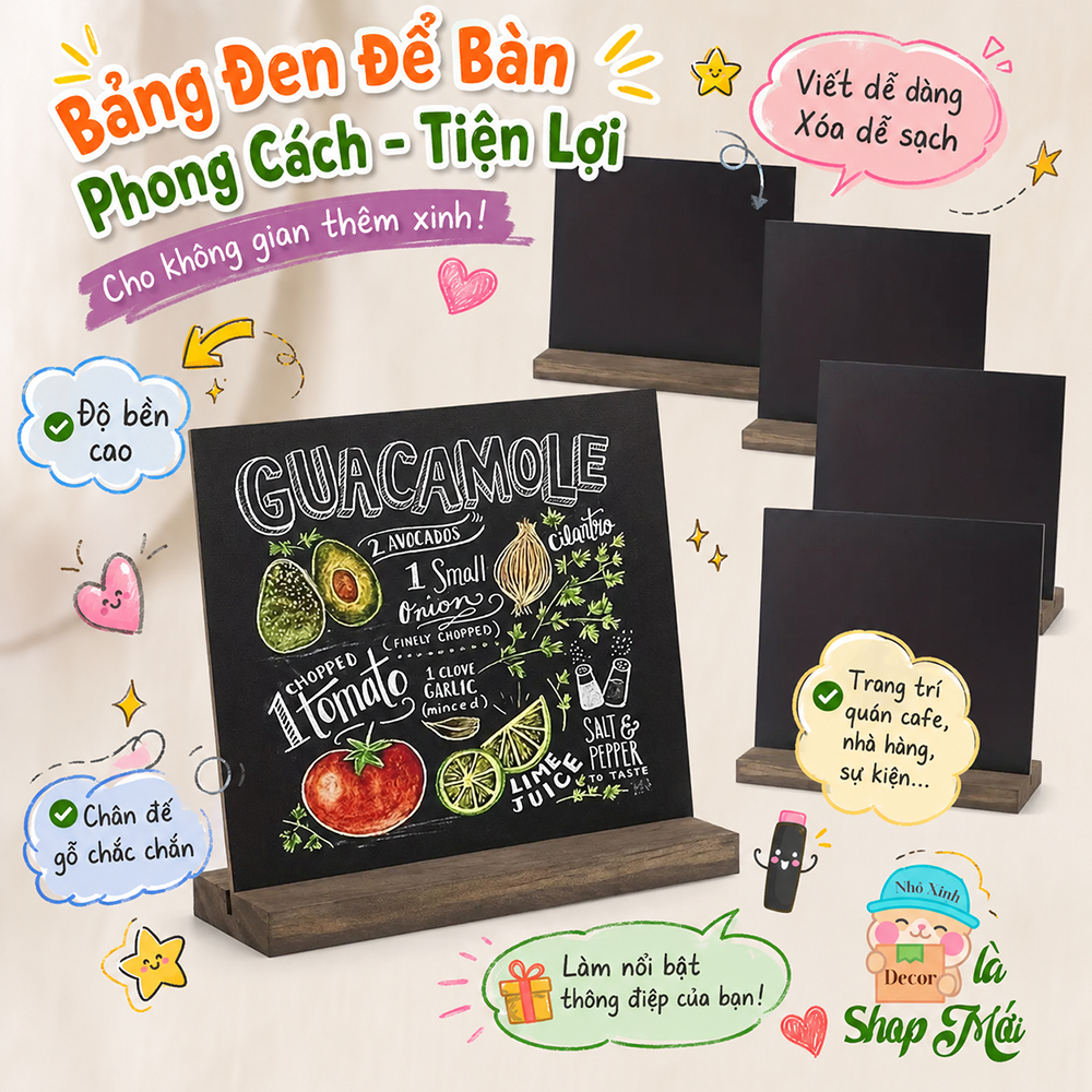 Bảng đen nhỏ viết bút dạ quang tin nhắn, thông báo, bảng đen menu để bàn