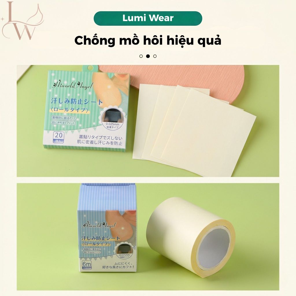 Miếng dán chống mồ hôi nách siêu mỏng, dán trực tiếp lên da, mỏng nhẹ, chống ướt áo, dùng hằng ngày