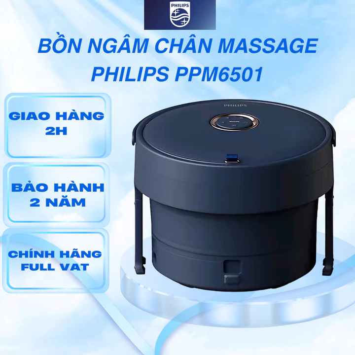Bồn Ngâm Chân Massage PHILIPS 6501 - Thiết kế gấp gọn,massage ngâm chân thư giãn,gia nhiệt với công suất lớn 800W