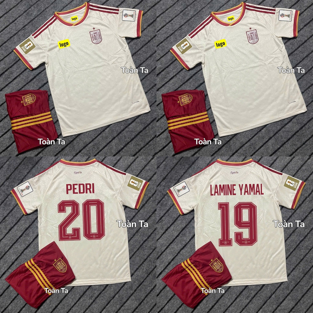 -Bộ Quần Áo Bóng Đá Đội Tuyển Tây Ban Nha Sân Khách WC 2026 - Vải Polyester Gai Thái Cao Cấp