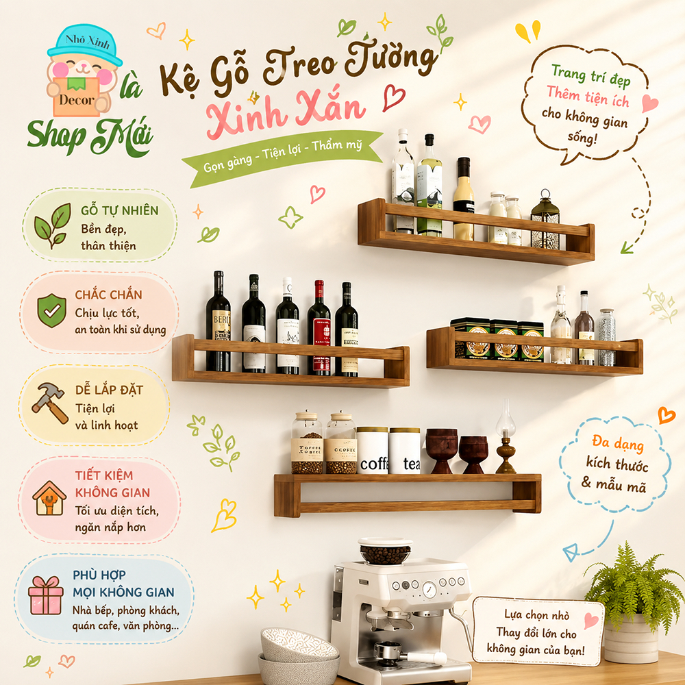 Giá sách, kệ để gia vị nhà bếp, kệ nhà bếp đa năng, kệ nhà hàng, quán cafe