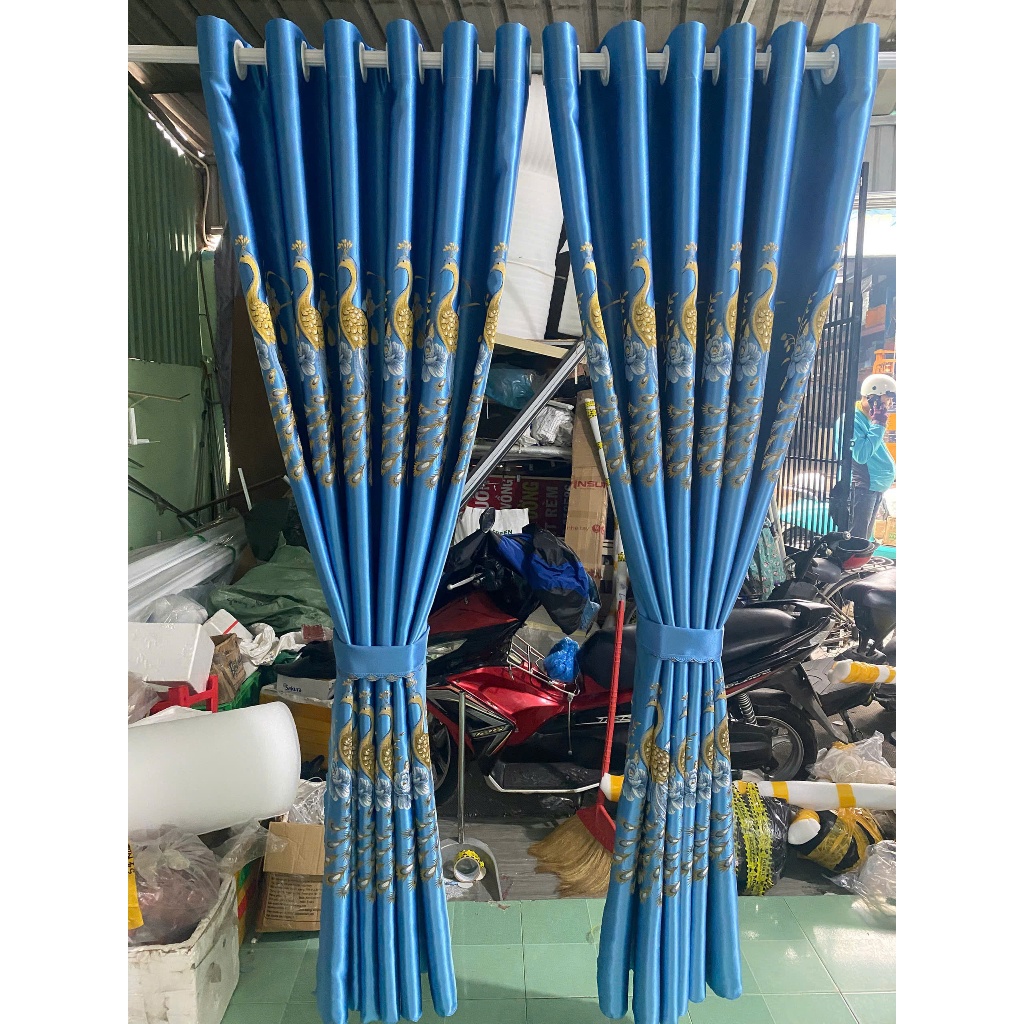 1 TẤM GẤM 3D CON CÔNG MÀU XANH CON CÔNG  CHƯA CÓ CÂY TREO - TREO 1 TẤM MUA 1 TẤM _TREO 2 TẤM MUA 2 TẤM RÈM CỬA VIỆT HÀN