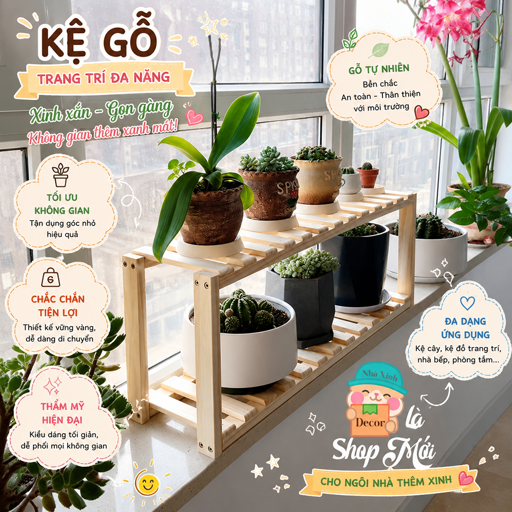 Kệ ban công, kệ sen đá cây cảnh, Kệ decor trang trí nhà, chung cư, quán cafe, homestay