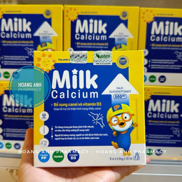Milk Calcium Canxi D3 hộp 30 Ống Uống Bổ Sung Canxi Cho Bé Và Người Lớn Hộp 5 Ống x 10ml