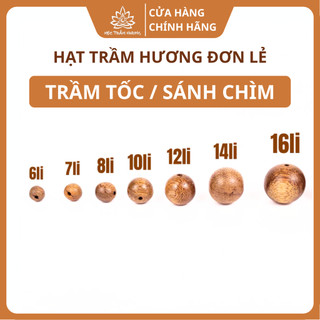 Hạt Trầm Hương Tự Nhiên Tròn Đơn Lẻ Xâu Vòng Trầm Tốc Việt/Trầm Sánh Chìm 6-18mm - Mộc Trầm Hương MTH