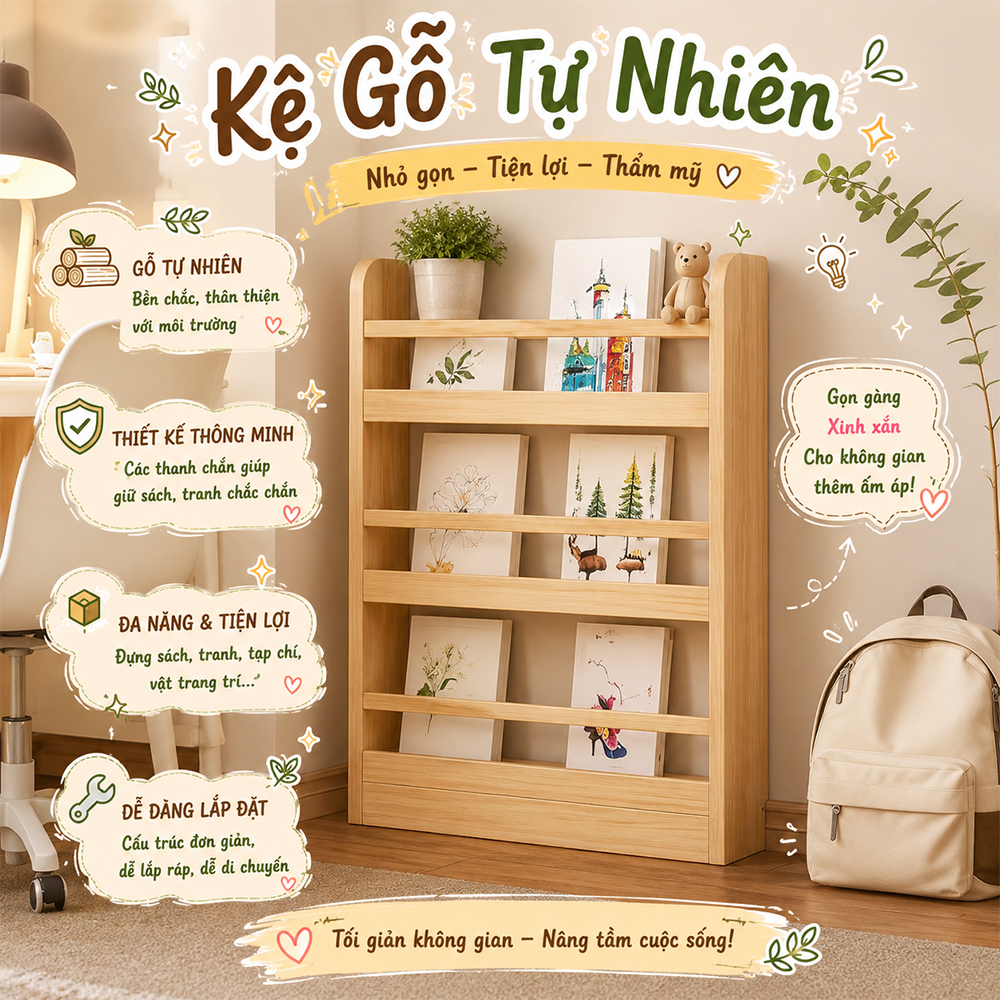 Kệ để đồ, giá sách 3 tầng sát tường sau cánh cửa, góc tường giúp tiết kiệm không gian nhỏ, chung cư, homestay