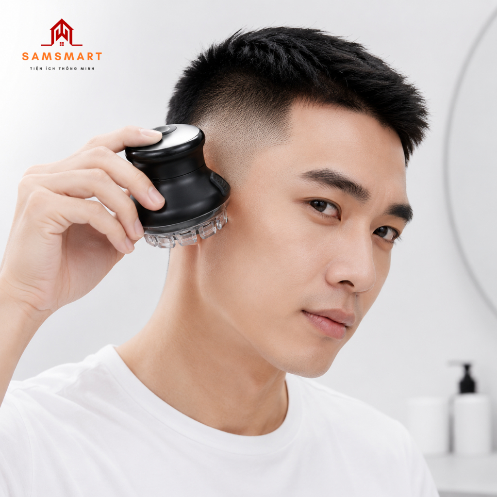 Tông Đơ Tự Cắt Tóc 360° Đĩa Bay - Sạc Type-C, Lưỡi Dao Thép Không Gỉ, 3 Lược Cữ, Cắt Tóc Tại Nhà