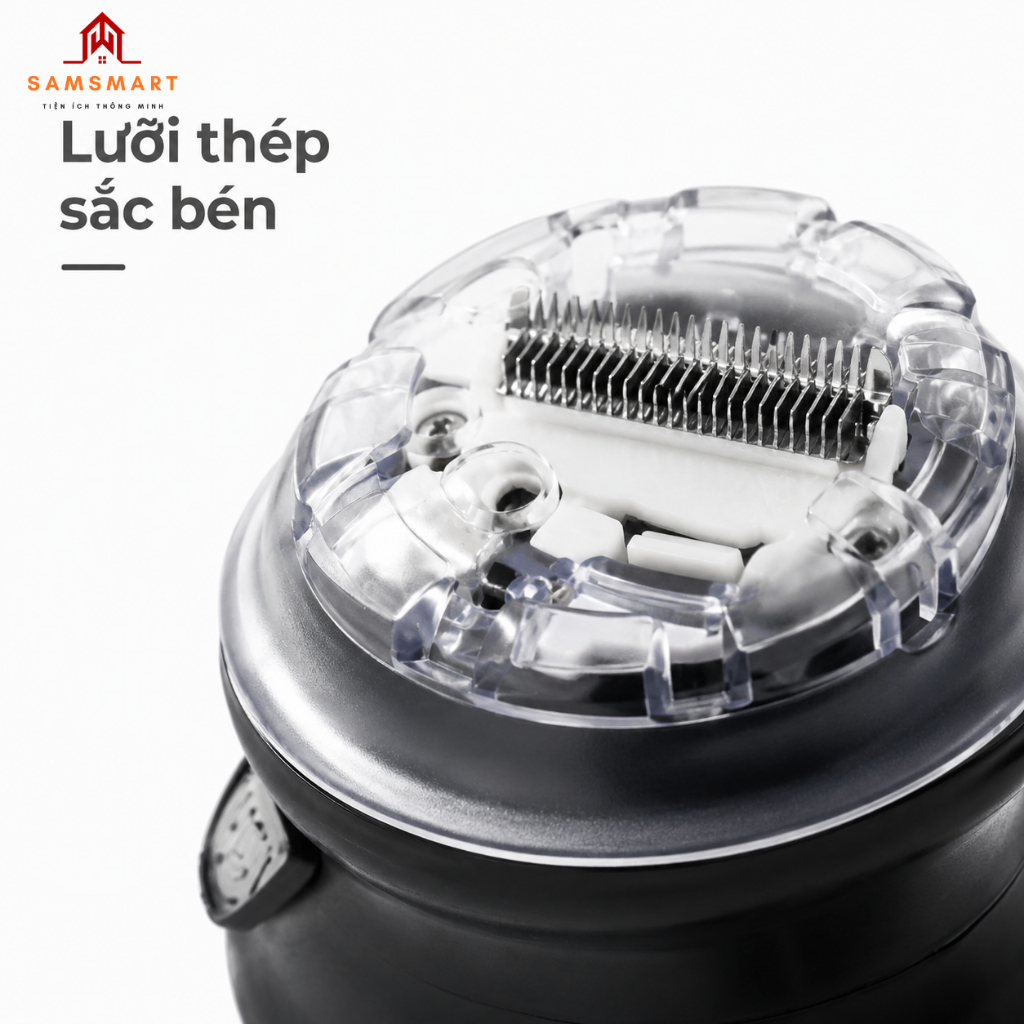 Tông Đơ Tự Cắt Tóc 360° Đĩa Bay - Sạc Type-C, Lưỡi Dao Thép Không Gỉ, 3 Lược Cữ, Cắt Tóc Tại Nhà