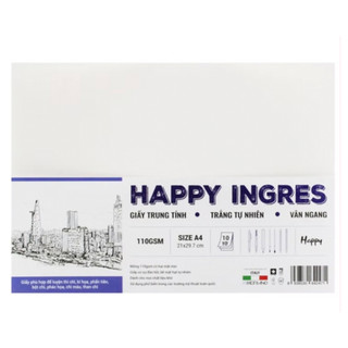 Giấy vẽ Happy Ingres 1 110gms Xấp 10 Tờ Size A3 A5 - Colormate