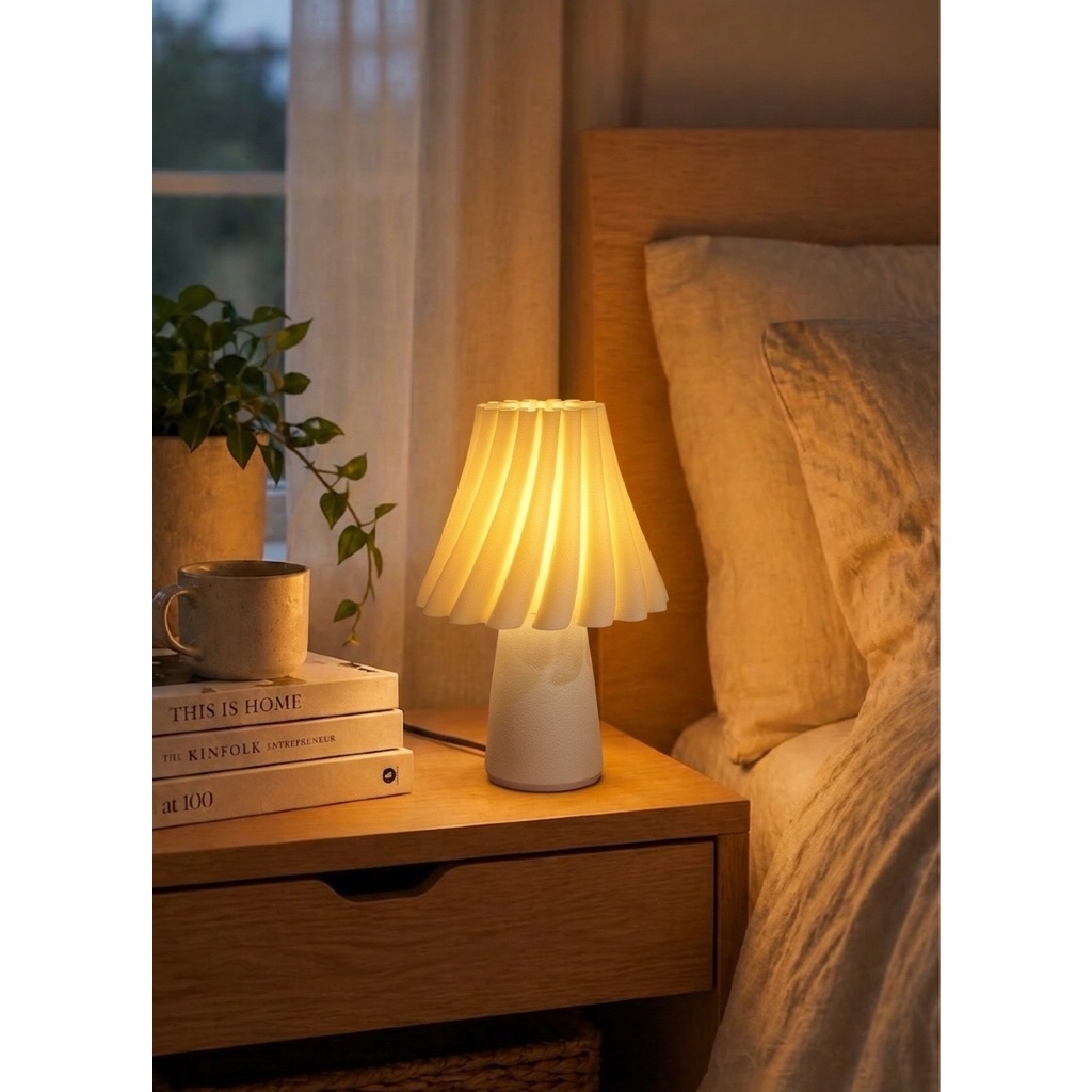 Đèn Ngủ Decor VOLUTE LAMP | MIE LIGHT - Đèn Bàn Nghệ Thuật In 3D Sóng Lượn Có Dimmer Điều Chỉnh Ánh Sáng Vàng Ấm Áp
