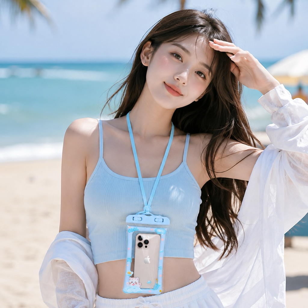 Túi Chống Nước Điện Thoại Đi Biển Cute Cảm Ứng Nhạy Kèm Dây Đeo Cổ Full Màn Hình