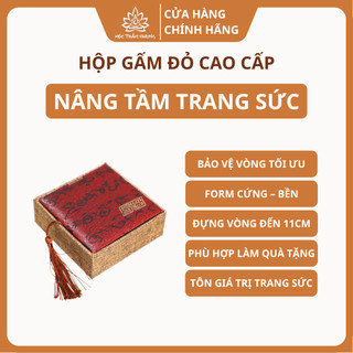 Hộp Gấm Đỏ Đựng Vòng Trang Sức (11x11x3cm) - Mộc Trầm Hương MTH