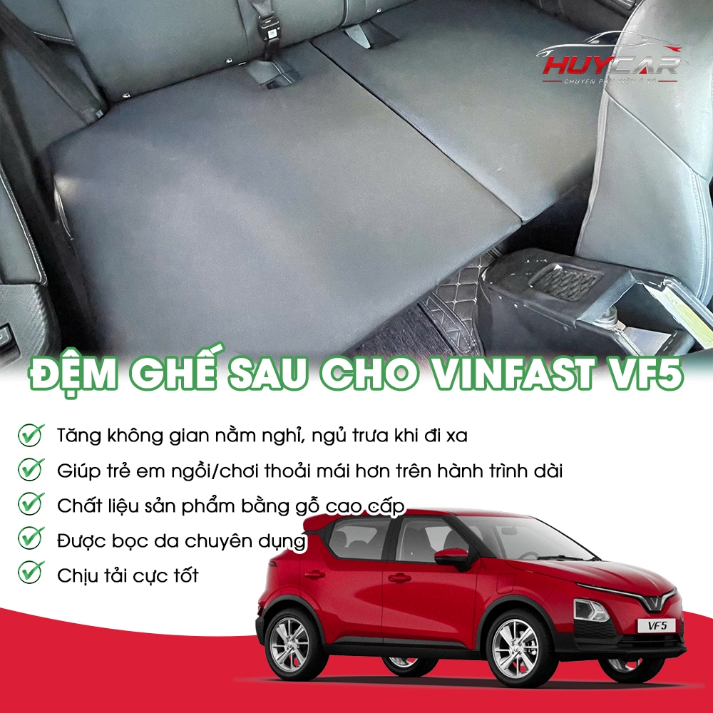 Đệm Ghế Sau Cho Xe Vinfast VF5 Tăng Không Gian Hàng Ghế Sau Thành Giường Nghỉ Cao Cấp Tiện Lợi