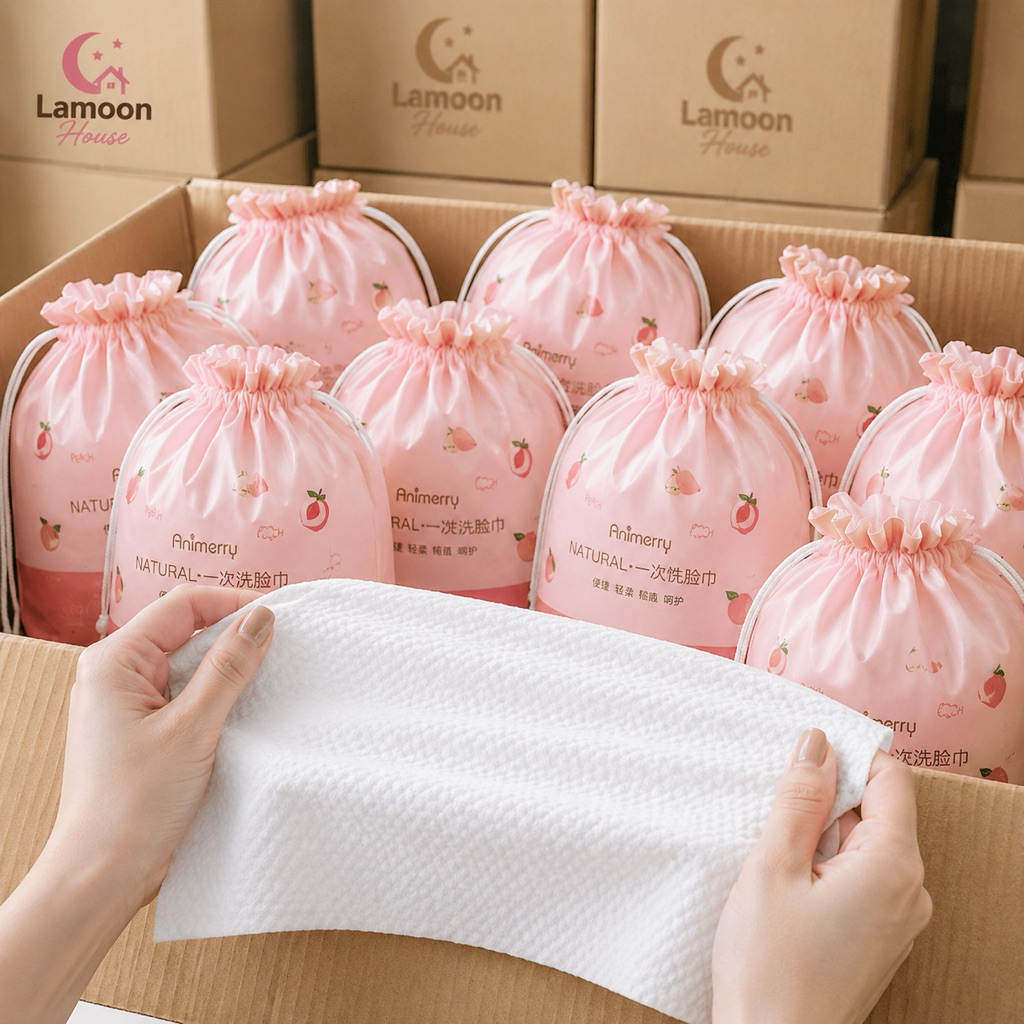Khăn Mặt Cotton Dùng 1 Lần Animerry Loại 1 | Cotton Ép Cao Cấp - Dày Dặn Không Xơ