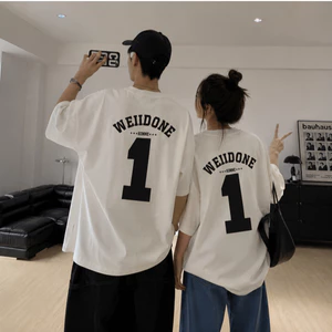Áo Thun Form Rộng Unisex WEIIDONE Số 1 In Lưng Basic Streetwear Cotton Mềm Phong Cách Hàn Quốc