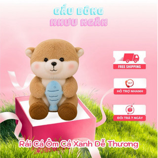 Gấu Bông Rái Cá Ôm Cá Xanh Dễ Thương Cho Trẻ Em, Thú Nhồi Bông Quà Tặng & Trang Trí Đáng Yêu