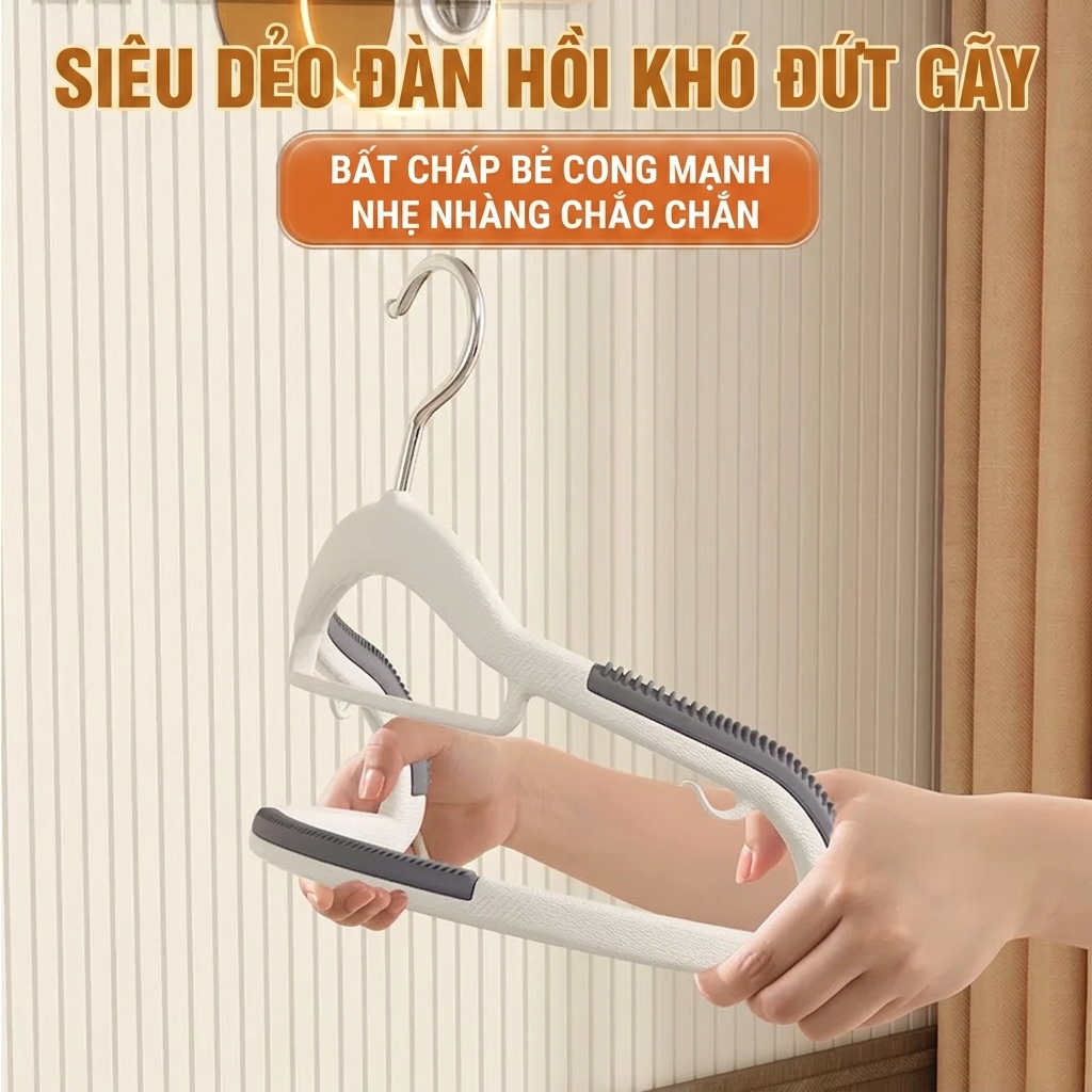 [ Combo 10-20-50 ] Móc Nhựa Treo Quần Áo Xoay 360 Độ – Chống Trượt, Chống Nhăn, Đệm Vai Cao Su