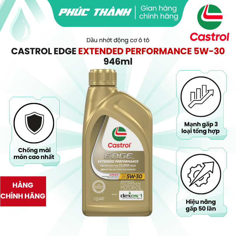 Dầu Nhớt Tổng Hợp Toàn Phần Castrol EDGE Extended Performance 5W30 946ml Nhập Khẩu Mỹ - Chính Hãng