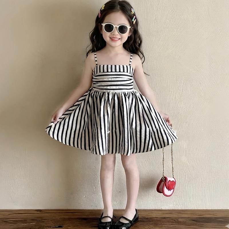 Váy sọc chất đũi xốp mát mẻ nhẹ nhàng cá tính cho bé gái 8kg-28kg