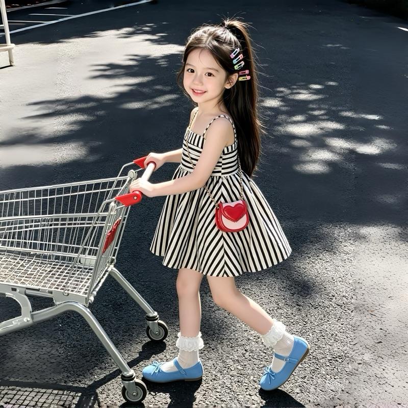 Váy sọc chất đũi xốp mát mẻ nhẹ nhàng cá tính cho bé gái 8kg-28kg