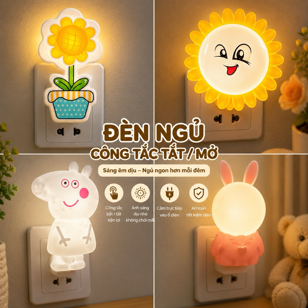 Đèn Ngủ Công Tắc Mini Dễ Thương Decor Phòng Ngủ