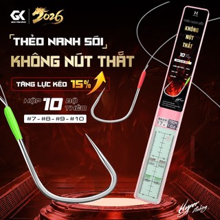 Hộp 10 Cặp Thẻo Câu Đài Nanh Sói Không Nút Thắt Lưỡi Câu Cá Thép Carbon Thẻo Câu Đài Cao Cấp