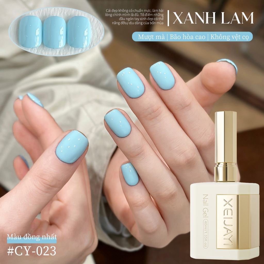 XEIJAYI 40ml - Sơn móng tay dạng gel màu xanh nhạt dung tích lớn, thích hợp cho các tiệm nail và các dự án DIY.