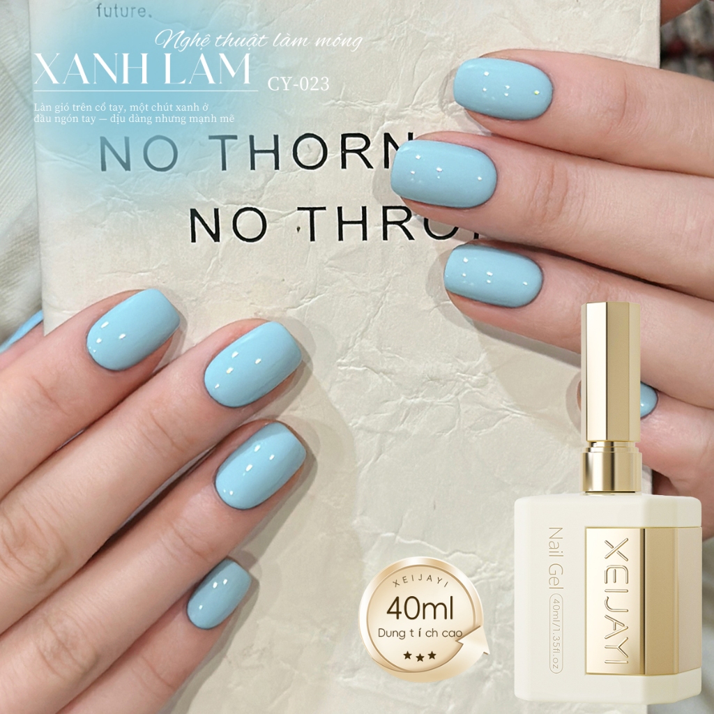 XEIJAYI 40ml - Sơn móng tay dạng gel màu xanh nhạt dung tích lớn, thích hợp cho các tiệm nail và các dự án DIY.