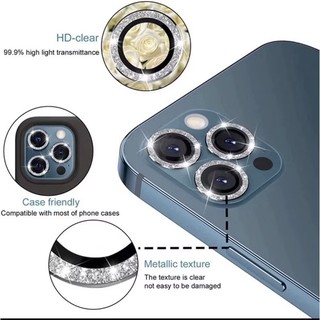 Mắt kính bảo vệ camera iPhone đính đá lấp lánh sang trọng dành cho iP 17/16/15/14/13/12/11/promax/plus