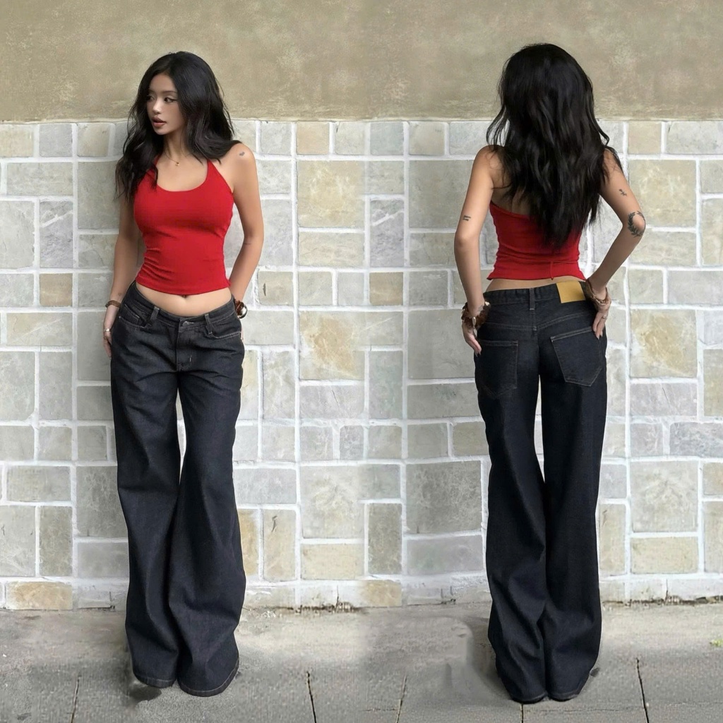 THE QUẠO - Quần Jean Nữ Lưng Cực Thấp Ống Suông Loe Có Size Nhỏ N2701_730 | BigBuy360 - bigbuy360.vn
