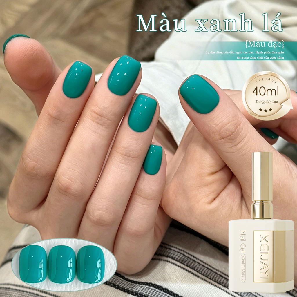 XEIJAYI 40ml-Sơn móng tay dạng gel màu xanh lam-xanh lá, màu sắc bền lâu, phù hợp với mọi tông da.