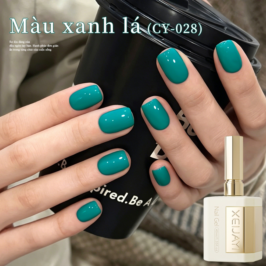 XEIJAYI 40ml-Sơn móng tay dạng gel màu xanh lam-xanh lá, màu sắc bền lâu, phù hợp với mọi tông da.